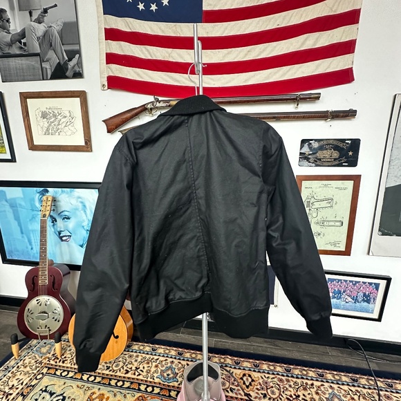 Black, Waxed 3SIXTEEN Baseball jacket, Medium. - Picture 2 of 2